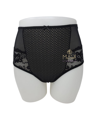 Fitfully Yours U2763 Black Serena Lace Brief myselflingerie.com